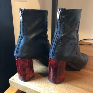 Topshop Black Leather Boots with marble heel!